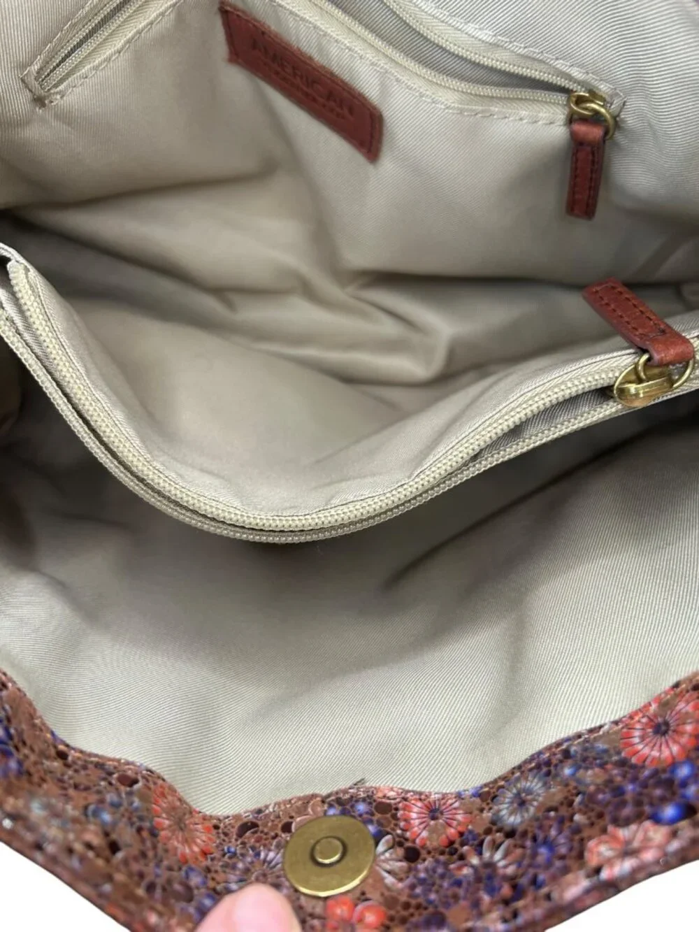 American Leather Co Val Perfect Satchel Vintage Floral shoulder bag Leather Tote